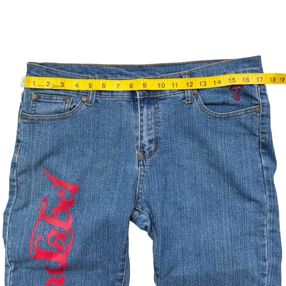 Black Label‎ Y2K Capri Jeans 13 14 Rose Graphic Blue